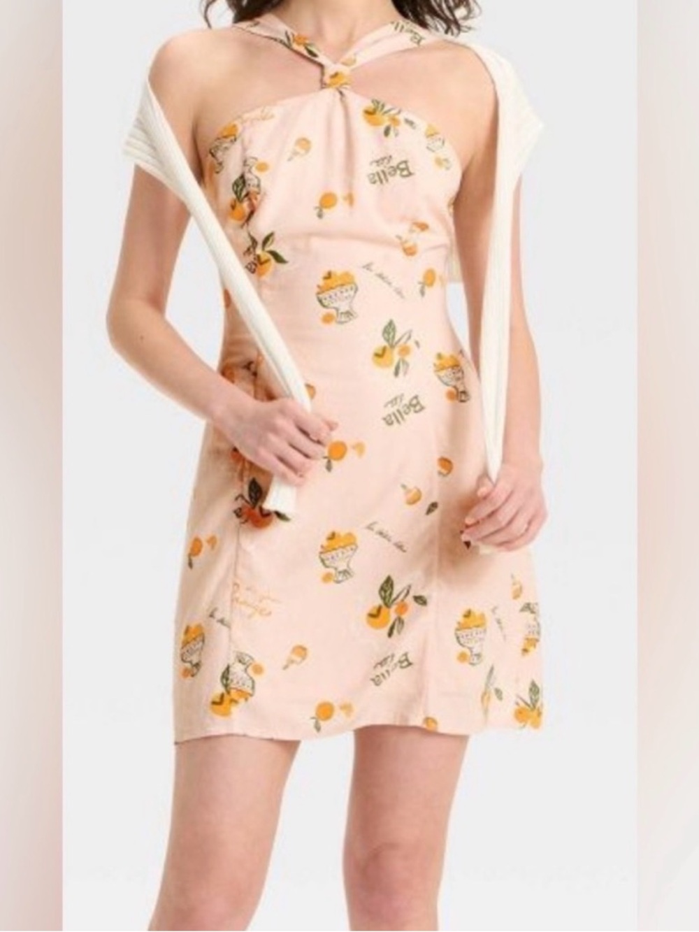 wild fable possibly pink citrus dolce vita Printed Halter Mini Dress XXS New